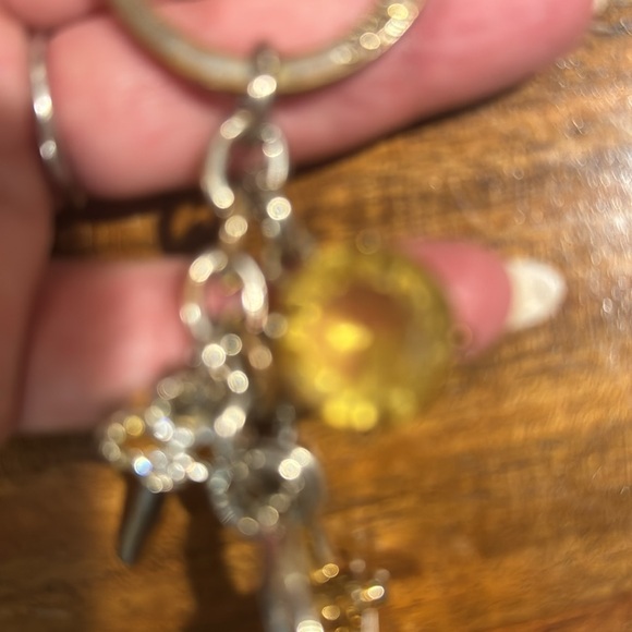 Vtg RARE Juicy Couture Huge Heart Lock & Key Charm/Keychain with yellow stone - Picture 5 of 5